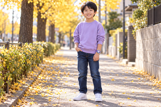 ラベンダーミントで楽しむ、男の子の秋コーデ3選（AI生成コーデイメージ）